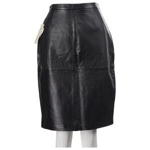 NWT VINTAGE Excelled Women Skirt 6 Black Leather Pencil Straight Lined Classic